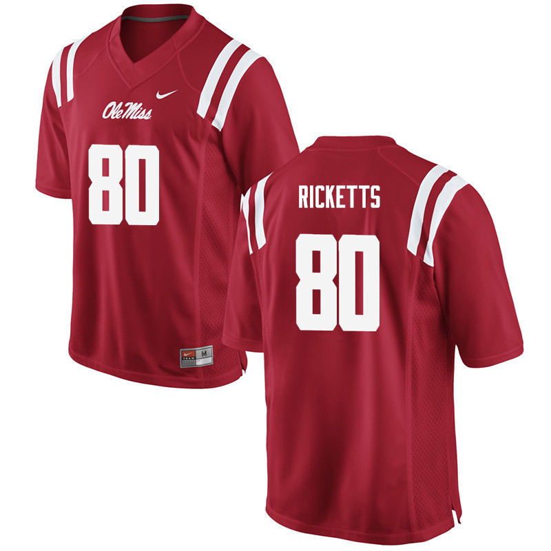 Ole Miss Rebels #80 Josh Ricketts College Football Jerseys-Red